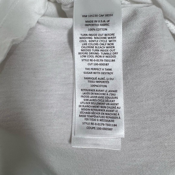 Current Elliott Women's Size Small White Perfect V Neck Distressed Tank Top - Picture 8 of 11